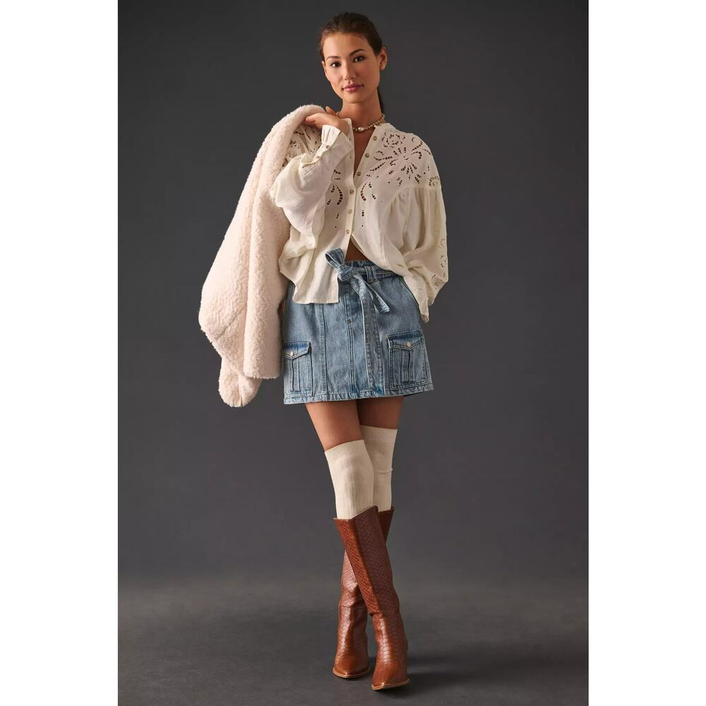Pilcro Structured Eyelet Blouse L - Picture 3 of 7